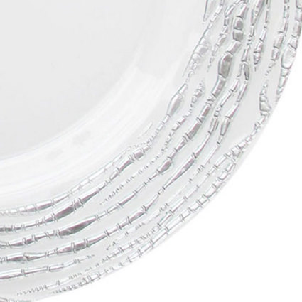 Glass Charger Silver Swirl 13 (Closeup) - Liberty Event Rentals