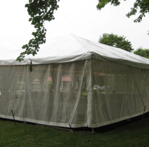Mesh Sidewall Installed - Liberty Event Rentals