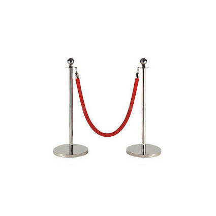 Chrome Stanchions with Red Rope - Liberty Event Rentals