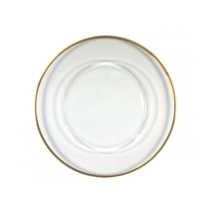 Gold Rimmed Glass Charger Plate - Liberty Event Rentals